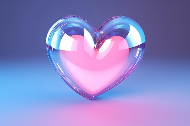 Valentines Day 3D heart shape cartoon style love heart 3D rendering scene illustration
