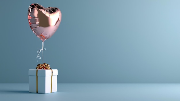 Valentines day 3d Rendered Background with gift box balloon soft surface light design