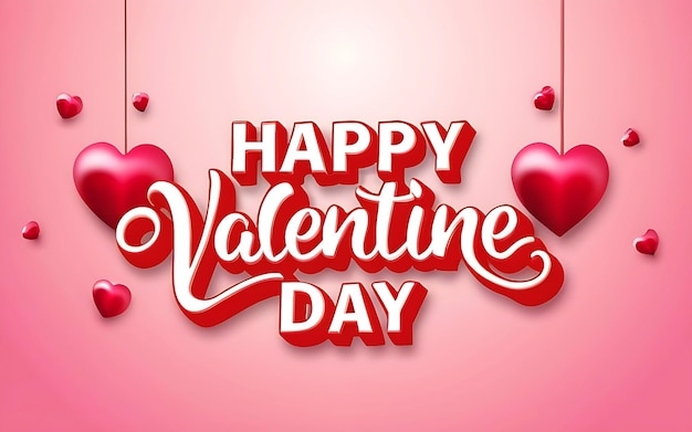 День святого Валентина 3D Текст на форме сердца красивый фон, сгенерированный ИИ