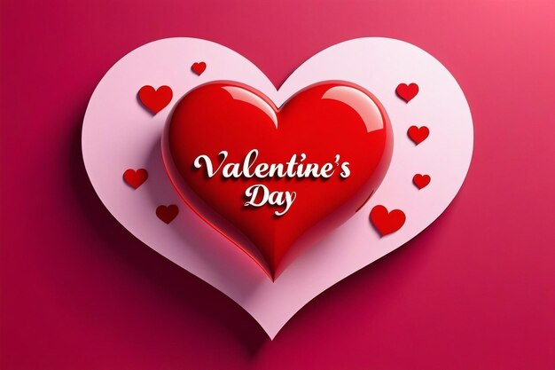 Photo valentines day 3d text on heart shape beautiful background generated