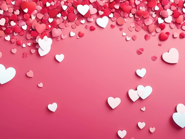 Photo valentines day background banner abstract panorama background with red hearts