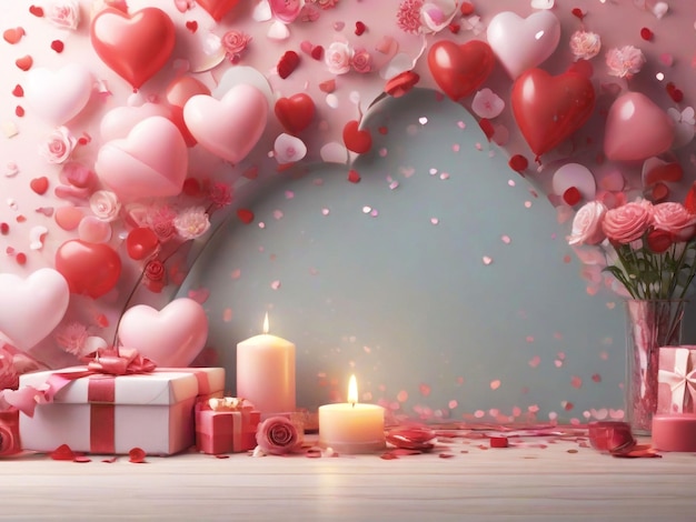 Valentines day background banner design best quality hyper realistic ai image