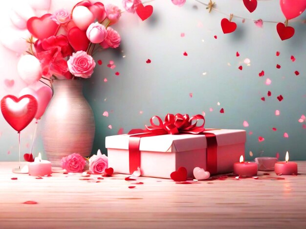 バレンタイン・デー バックグラウンド・バナーデザイン 最高品質 ハイパーリアルなAIイメージ