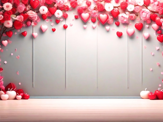 Foto valentine's day background banner design migliore qualità immagine iper realistica con cuore regalo d'amore