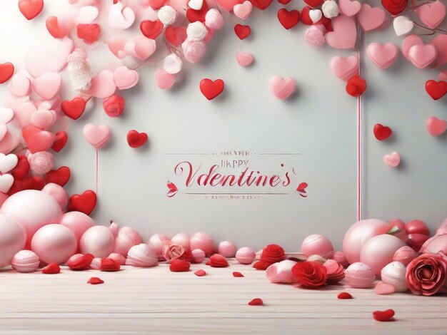 Foto valentine's day background banner design migliore qualità immagine iper realistica con cuore regalo d'amore