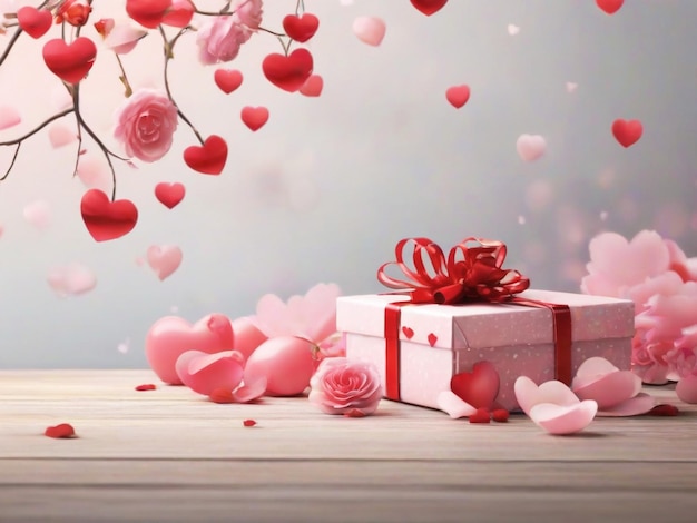 Valentines day background banner design best quality hyper realistic image with heart love gift