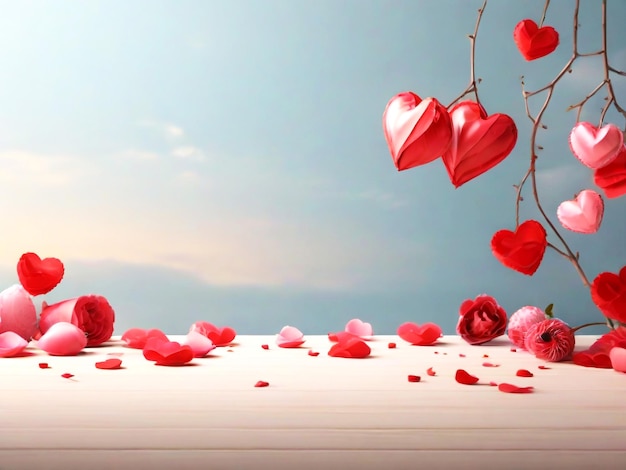 Valentines day background banner design best quality hyper realistic image with heart love gift