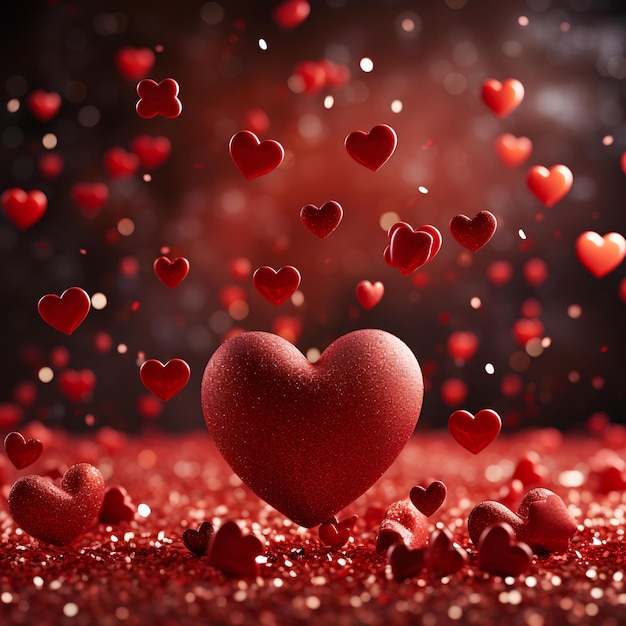 Valentines day background in beautiful gold and red hearts