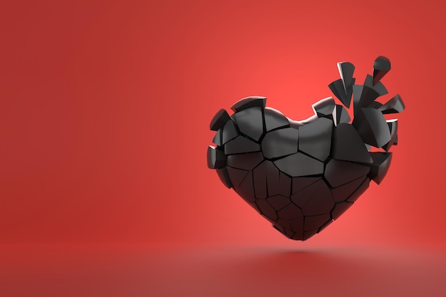 Sfondo di san valentino cuore spezzato 3d rendering