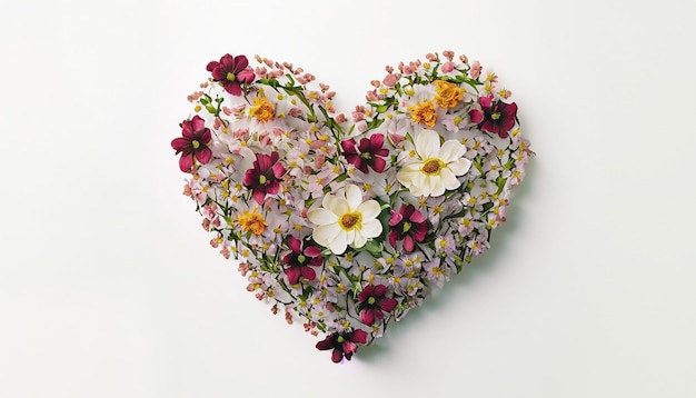 Photo valentines day background heart symbol made of flowers and leaves