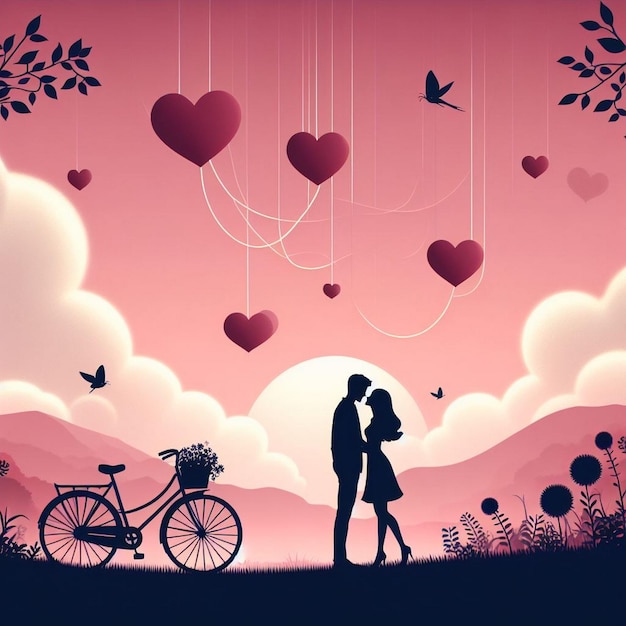 Photo valentines day background images love vector illustration romantic couple background