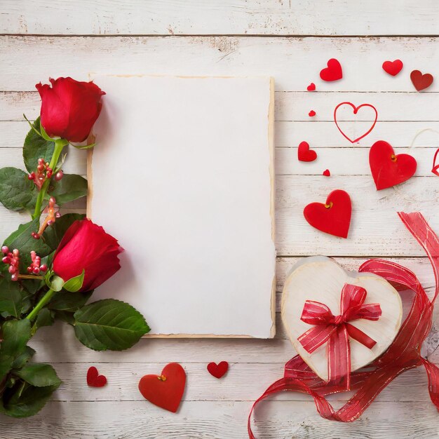 Photo valentines day background on a light background heart and flowers