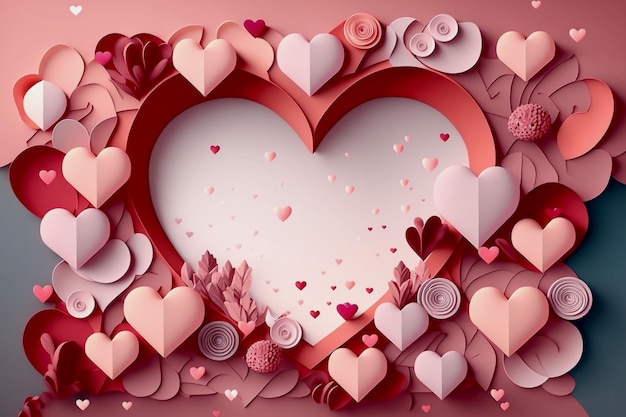 valentines day background in paper cut style