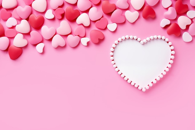 Valentines day background pink background with white space for text mock up in the center