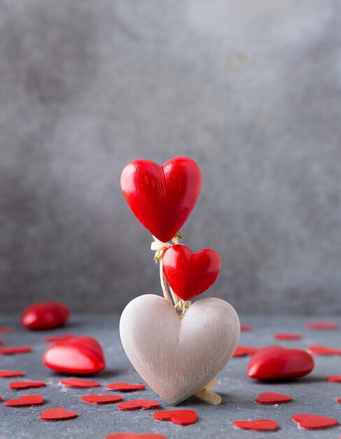 valentines day background red hearts on gray background greeting card