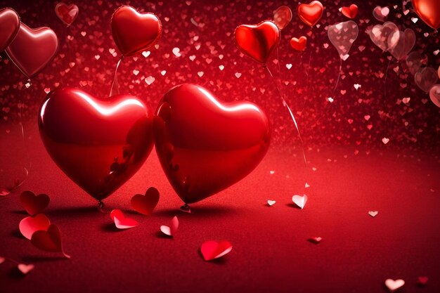 valentines day background with balloons and hearts