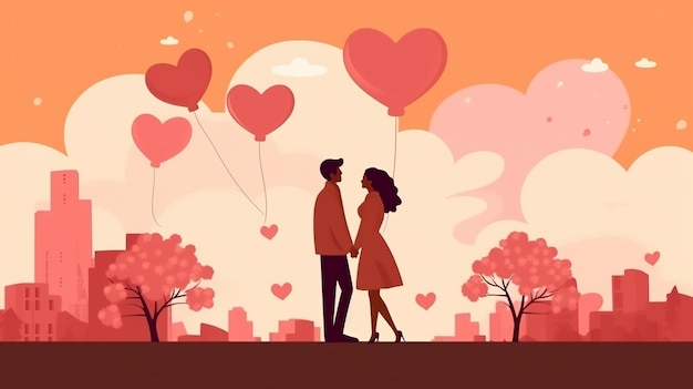 Valentines day background with couple holding hands