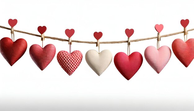 Photo valentines day background with hanging heart shapes