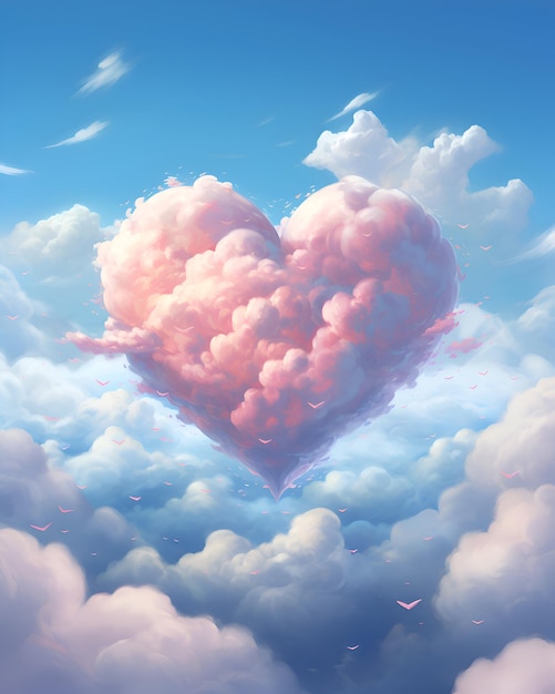 Photo valentines day background with heart and clouds