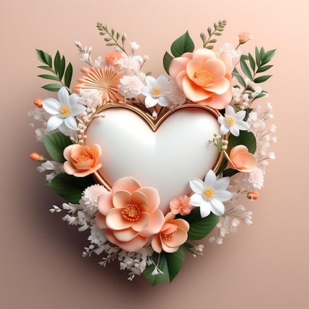 Photo valentines day background with heart and flower element