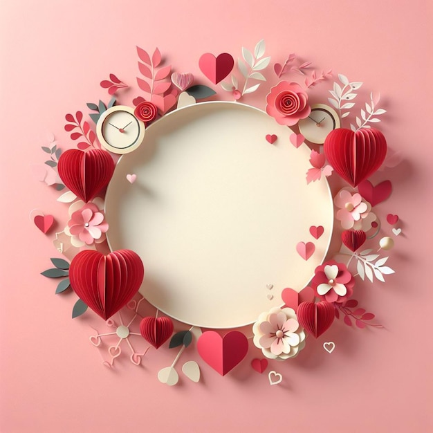 Фон дня святого Валентина с орнаментом из бумаги с сердцем