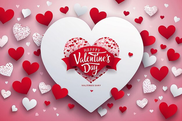 Valentines day background with heart pattern and typography of happy valentines day text Wallpaper