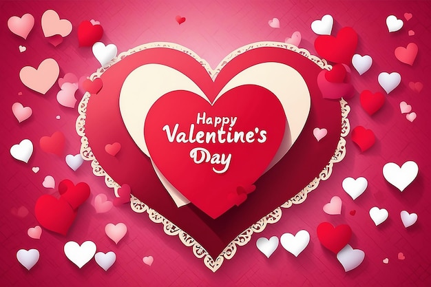 Valentines day background with heart pattern and typography of happy valentines day text Wallpaper