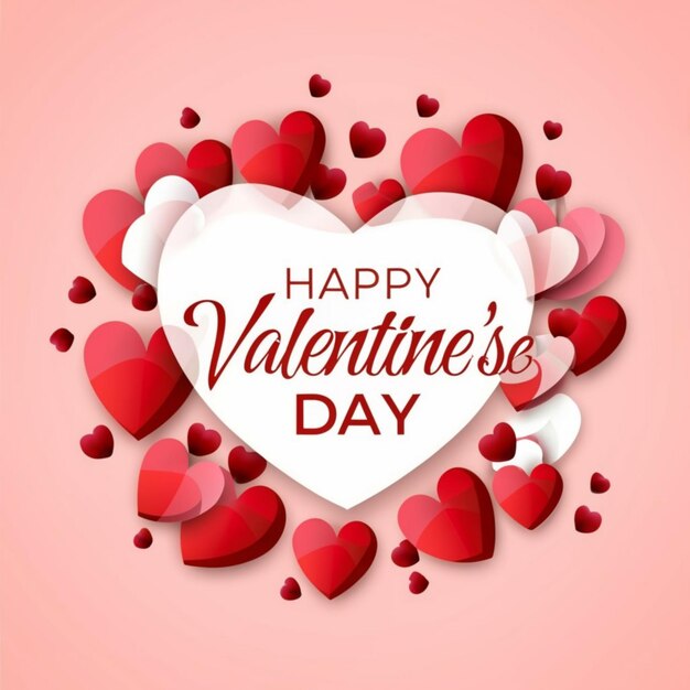 Valentines day background with heart pattern and typography of happy valentines day text