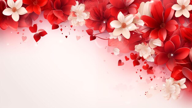 Valentines day background with heart shaped bokeh lights Flowers Butterflies