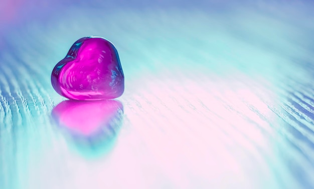 Valentines Day background with heart on wooden  with empty copy space background selective focus