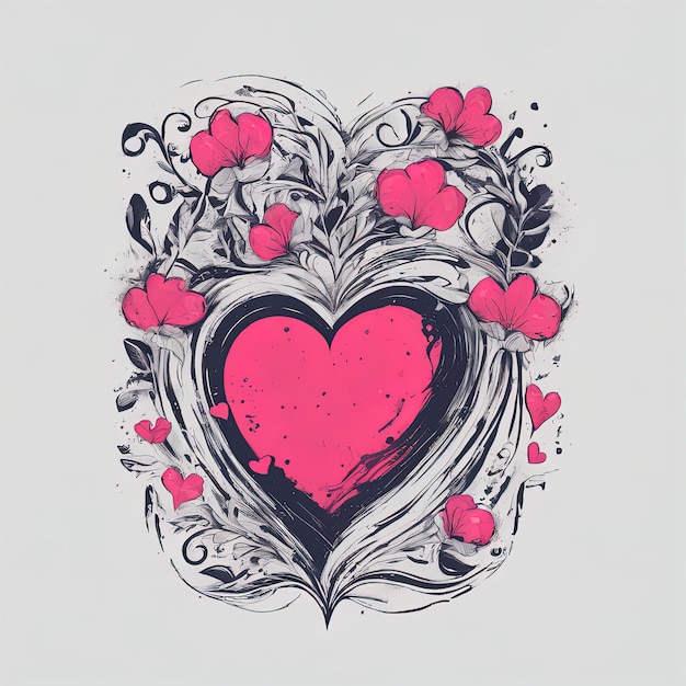 valentines day background with heartheart shaped frame with floral design vector illustration