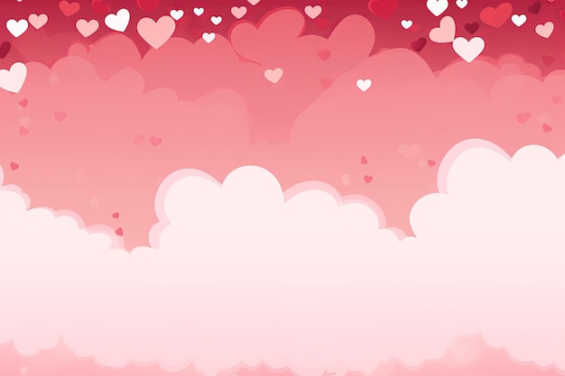 Photo a valentines day background with hearts and clouds