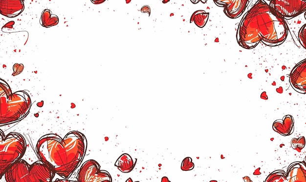 Valentines day background with red hearts Vector illustration