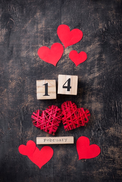 Valentines Day background with red hearts