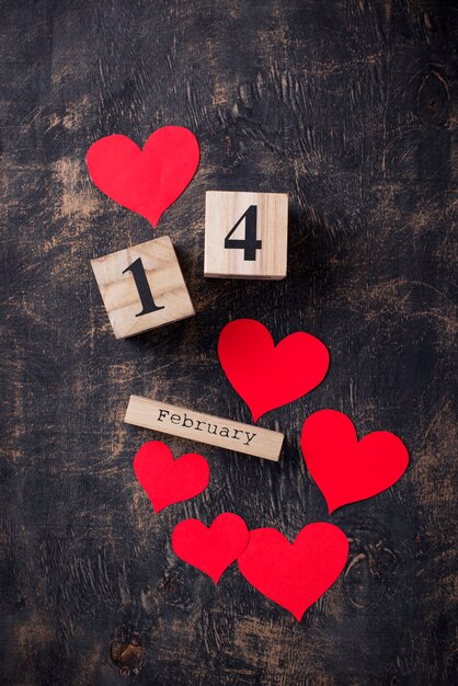 Photo valentines day background with red hearts