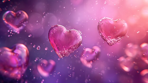 Valentines day background with transparent hearts