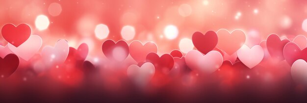 Valentines day banner beautiful background with hearts lights sparkles and bokeh header