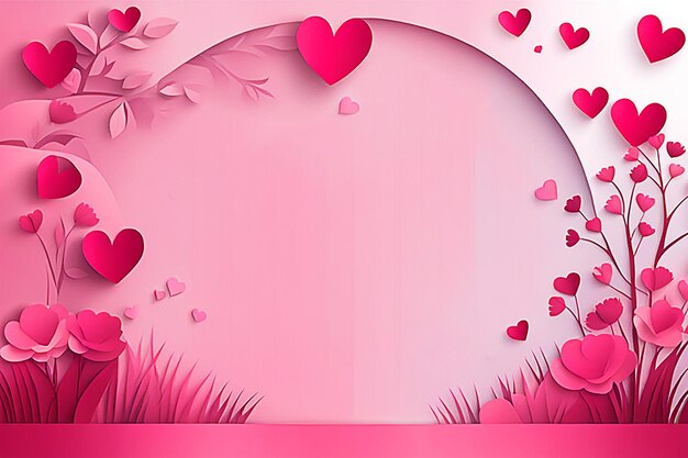 Valentines day banner frame border background Valentine day banner design for use paper cut style