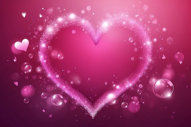 Valentines day blurry heart and bubbles Bokeh glitter bright pink abstract background seasona