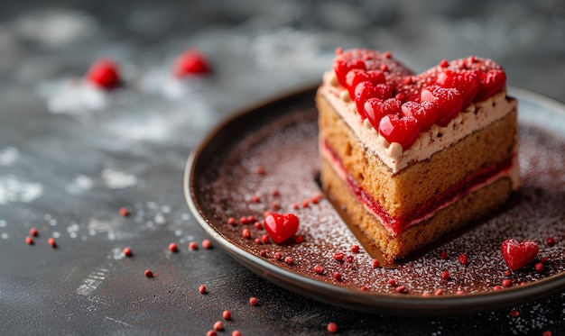 Valentines Day cake with berries on a plate