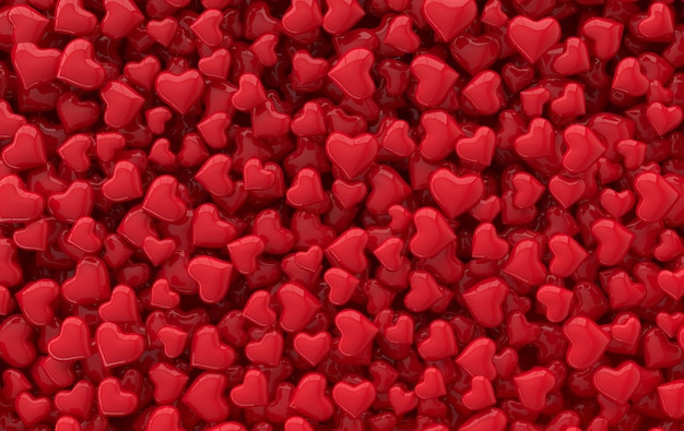 Valentines day candy hearts pattern 3d rendering illustration