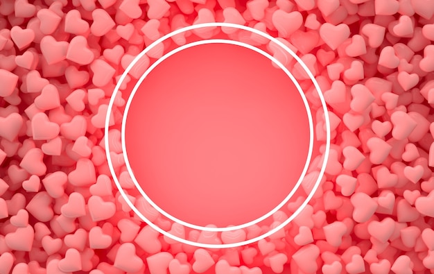 Valentines day candy hearts pattern 3d rendering illustration.