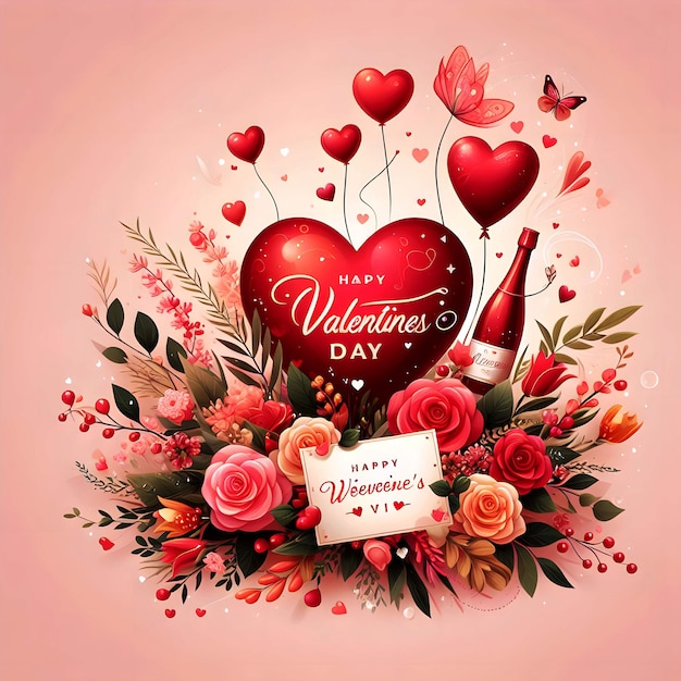 Открытка на День святого Валентина влюбленная пара в сердце