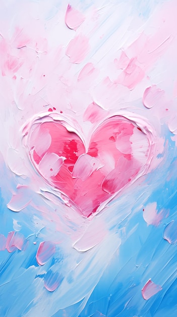 Valentines Day card Heart background art painting texture acrylic brushstroke