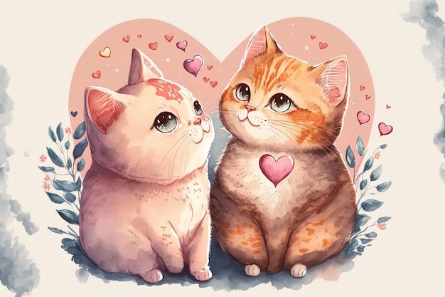 Valentines Day cat animation in charming style animals for Valentines Day