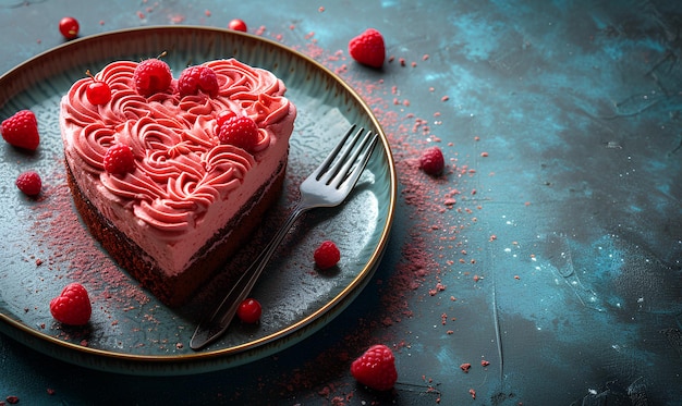 Foto torta al cioccolato di san valentino con bacche su un piatto