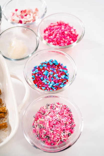 Valentines day chocolate covered pretzel rods