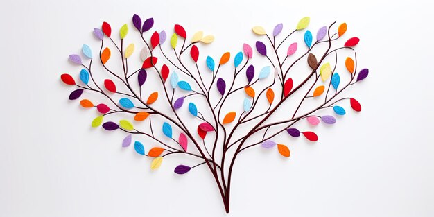 valentines day Colorful Branch Heart Valentinstag Label White Background Craft a captivating i