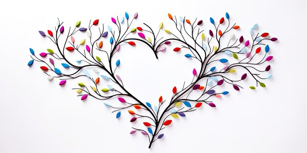 valentines day Colorful Branch Heart Valentinstag Label White Background Craft a captivating i