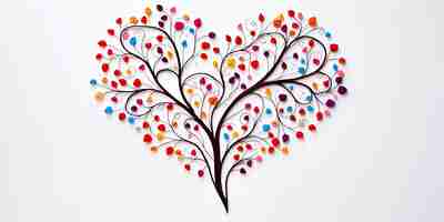 Photo valentines day colorful branch heart valentinstag label white background craft a captivating i